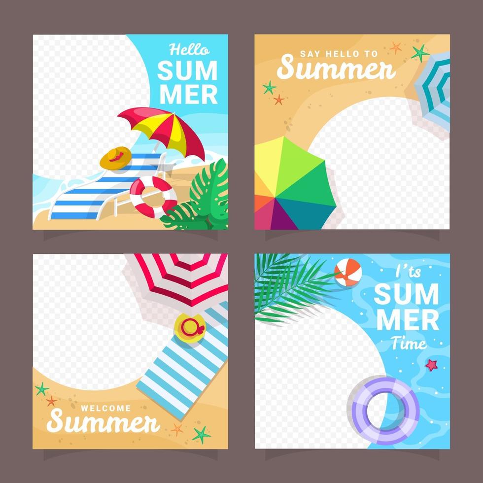 concepto de plantilla de verano de medios sosial vector