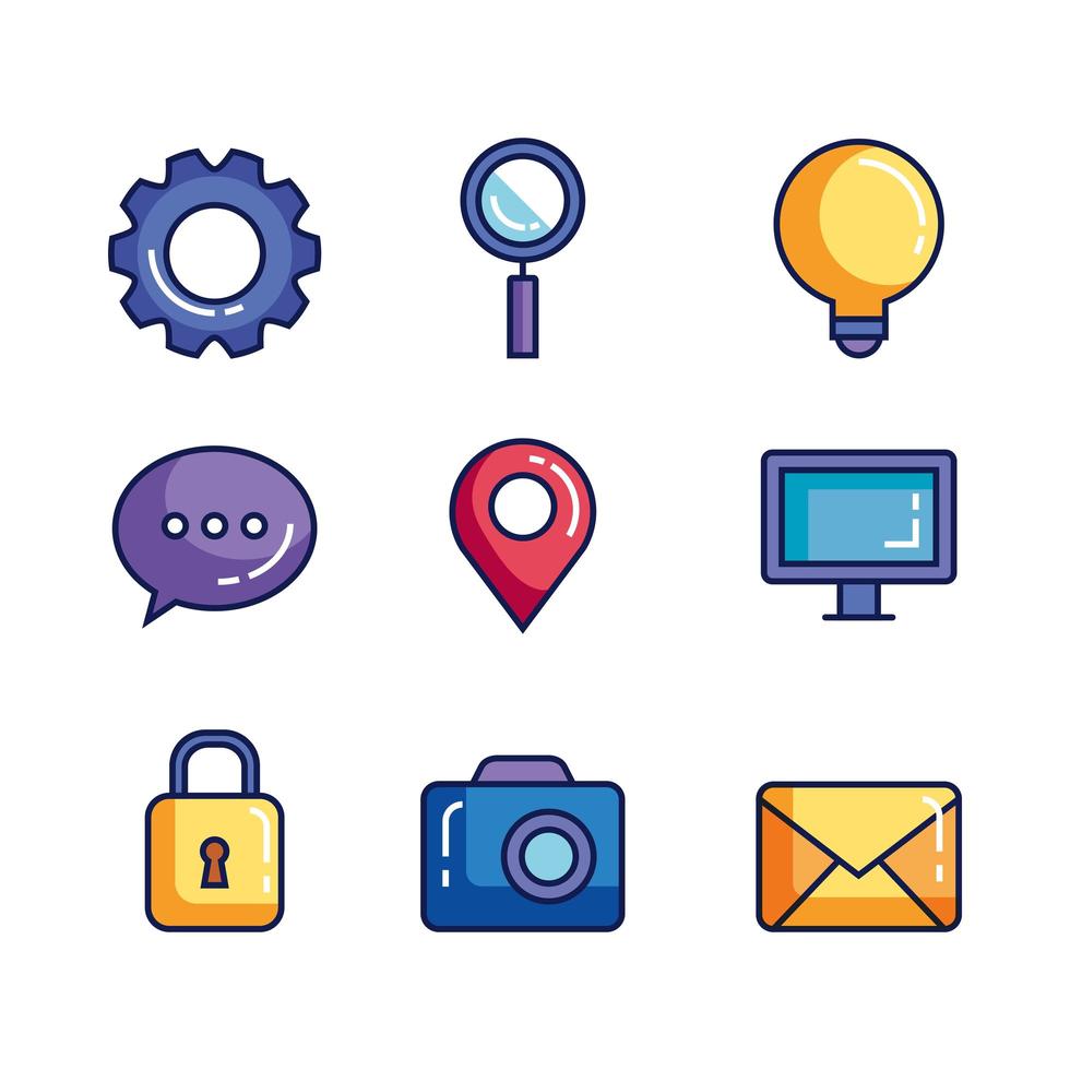 bundle of business set icons vector