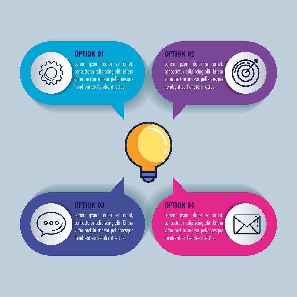 statistical infographic with light bulb and icons vector