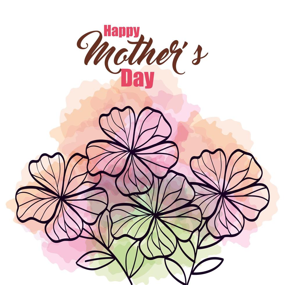 happy mother day card with flowers decoration vector