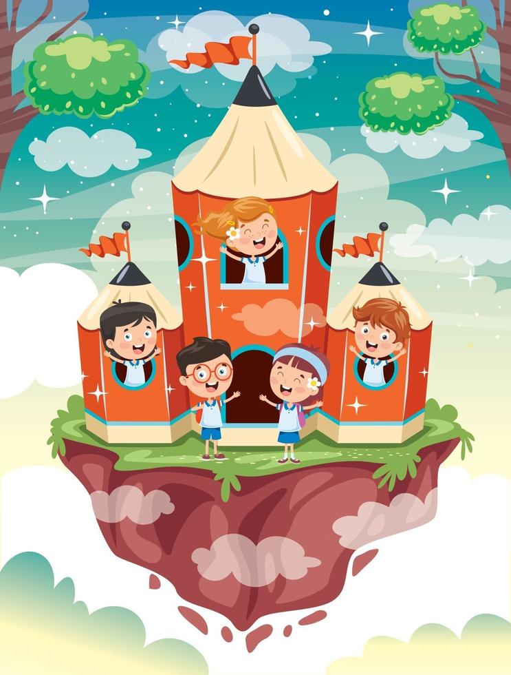 Magic Concept Design With Funny Children vector