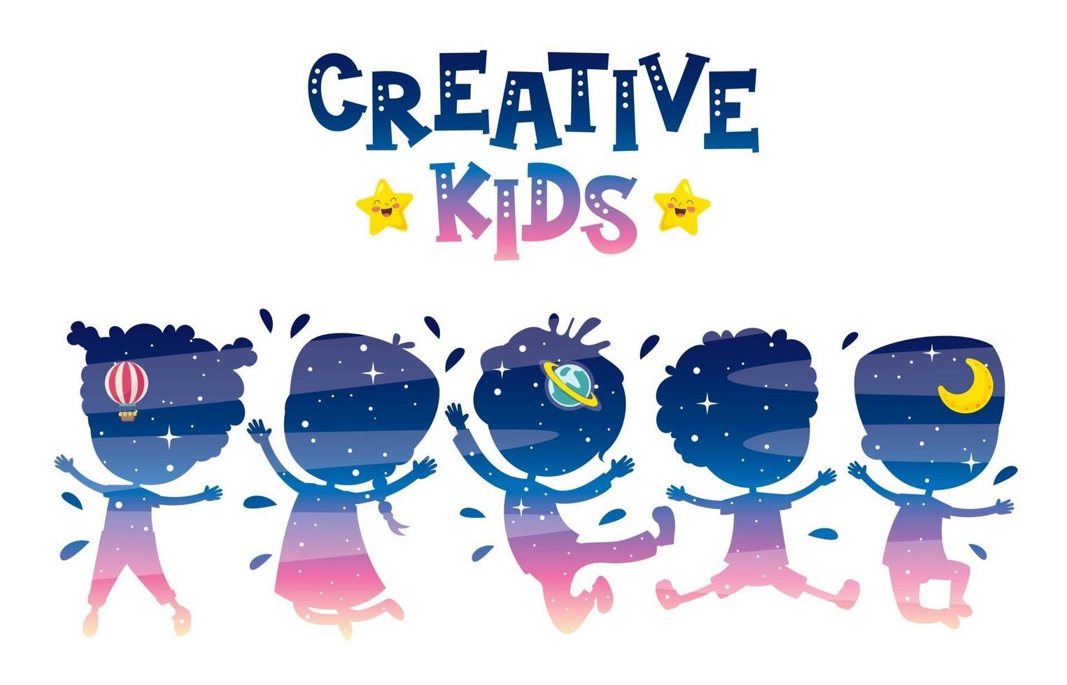 Concept Design With Kids Silhouette vector
