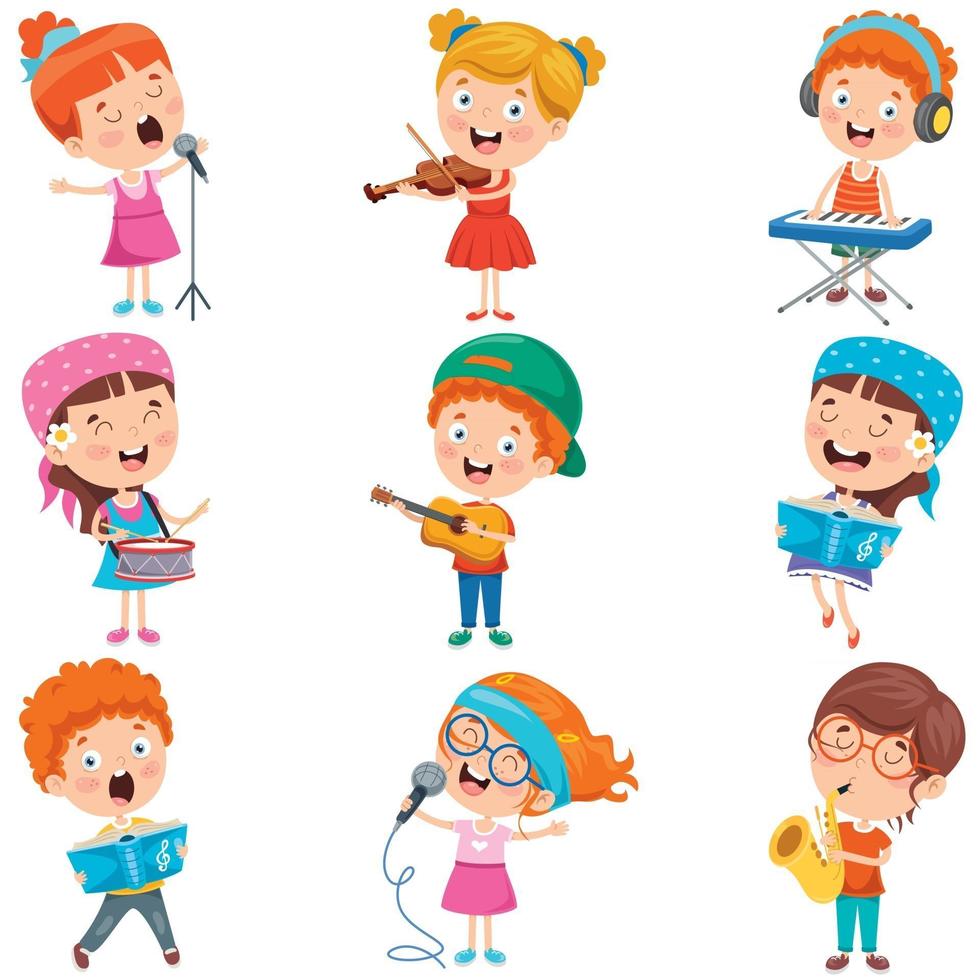 Little Children Doing Various Activities vector