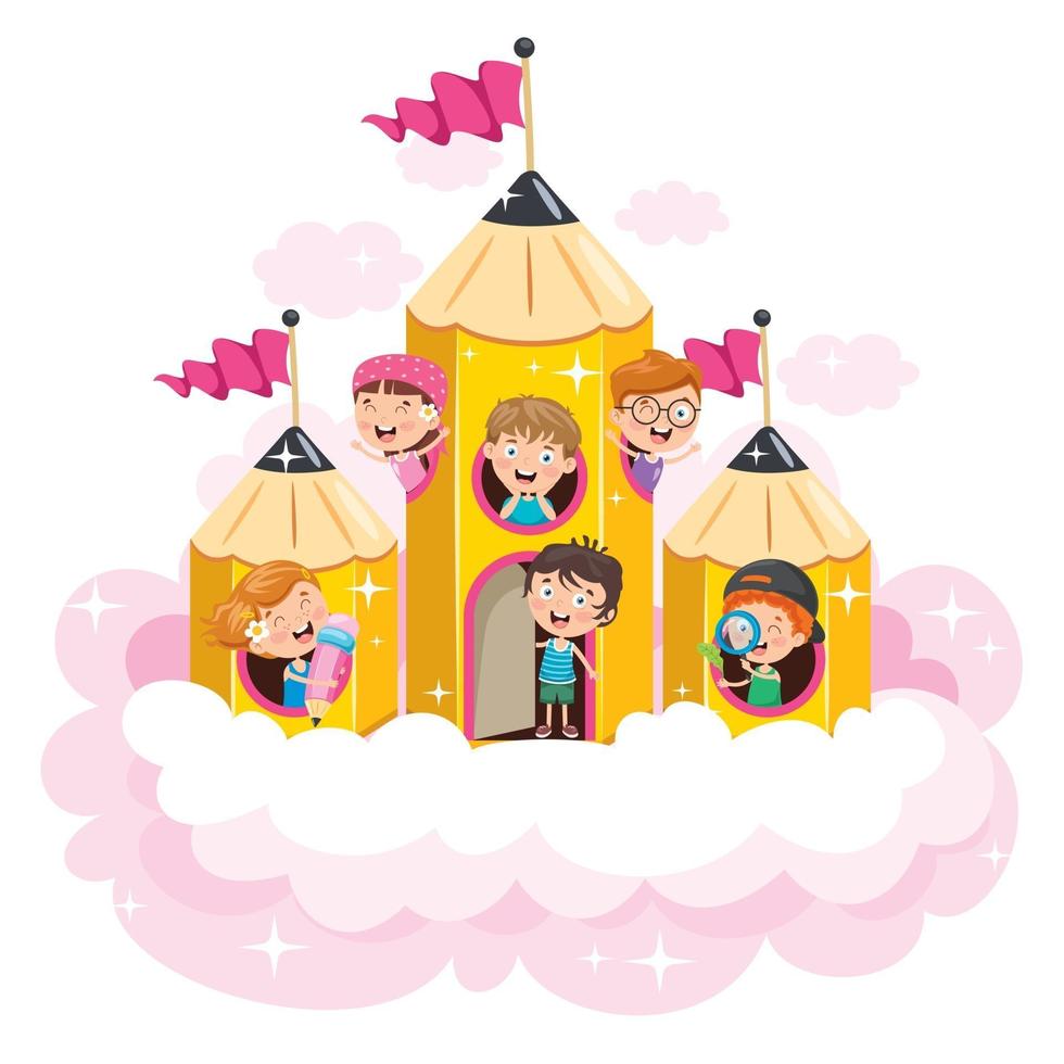 Magic Concept Design With Funny Children vector