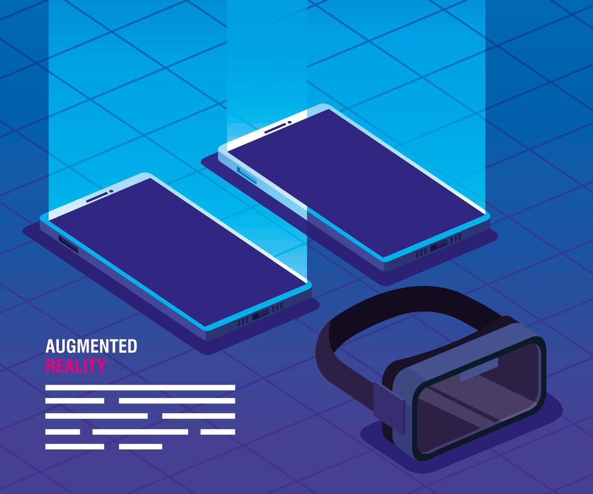 glasses and smartphones of reality augmented vector