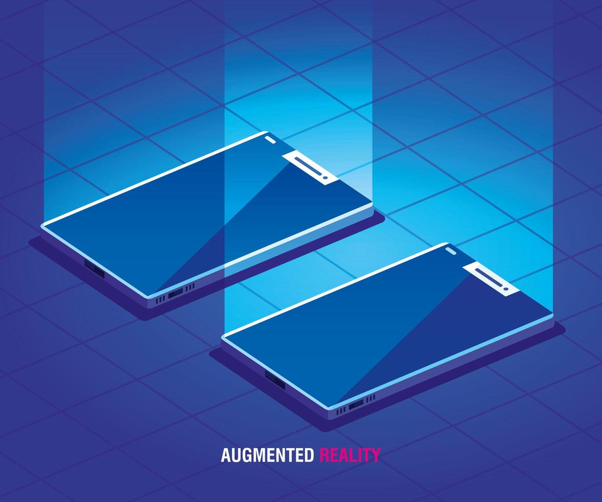 tecnología aumentada de realidad con smartphones vector