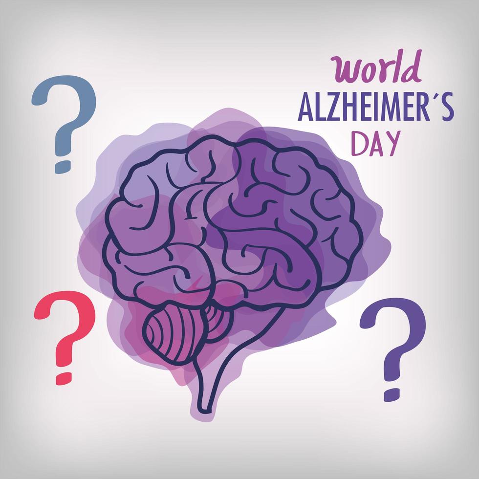 día mundial del alzheimer con cerebro vector