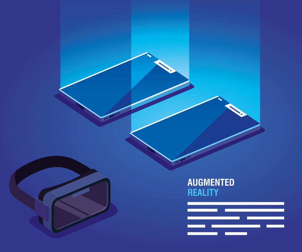 glasses and smartphones of reality augmented vector