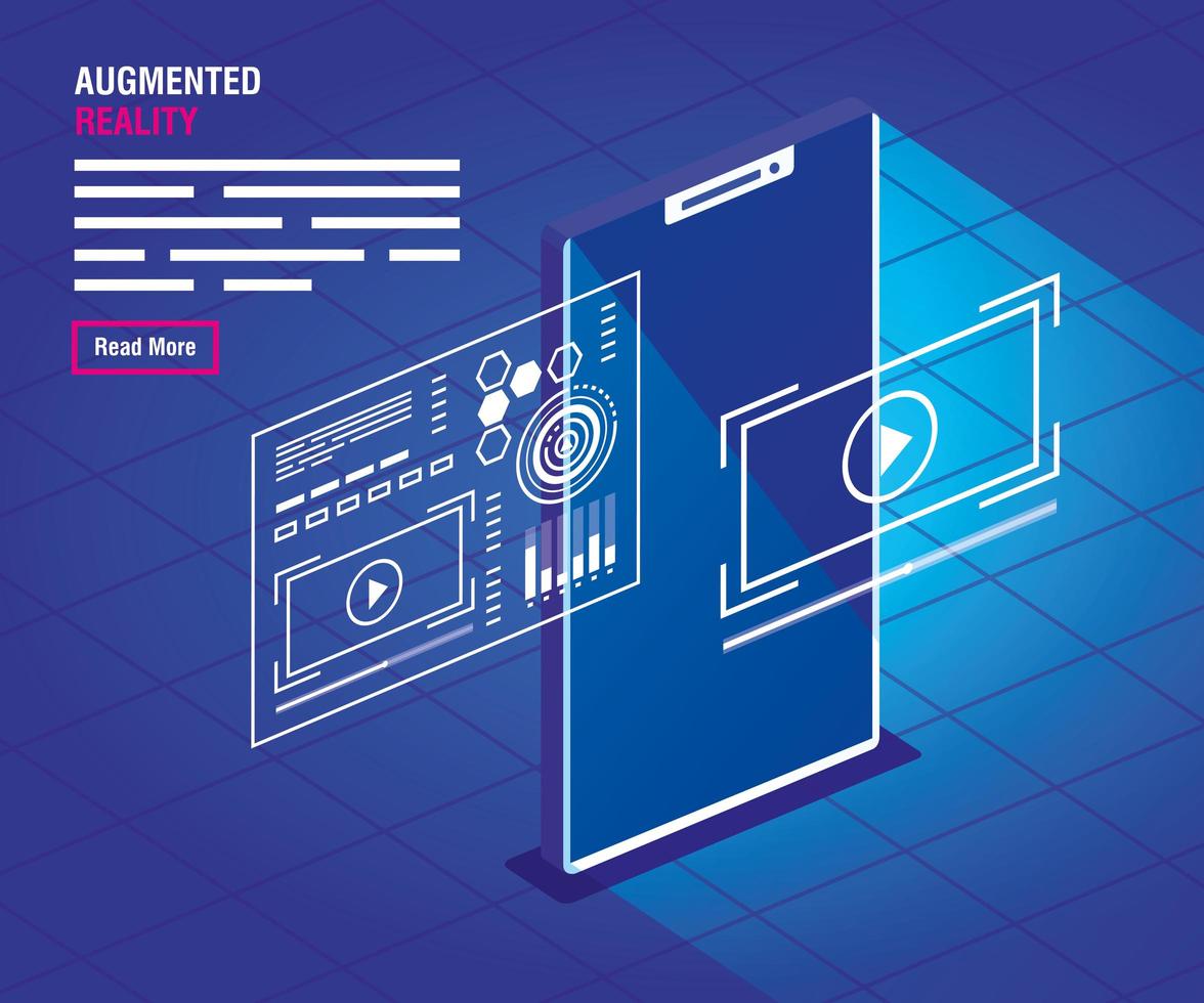 reality augmented technology with smartphone vector