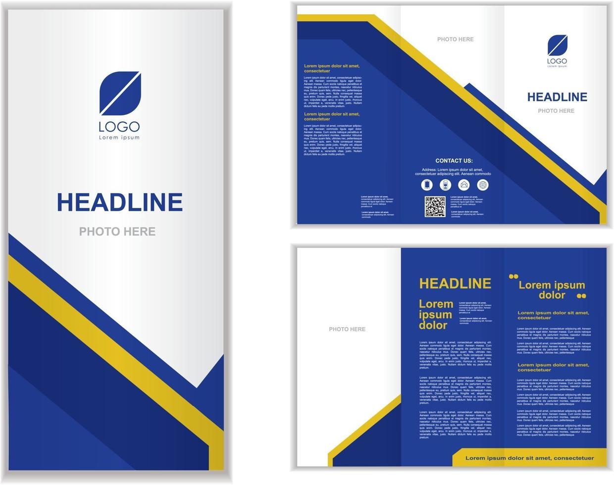 blue Professional business three fold brochure template vector