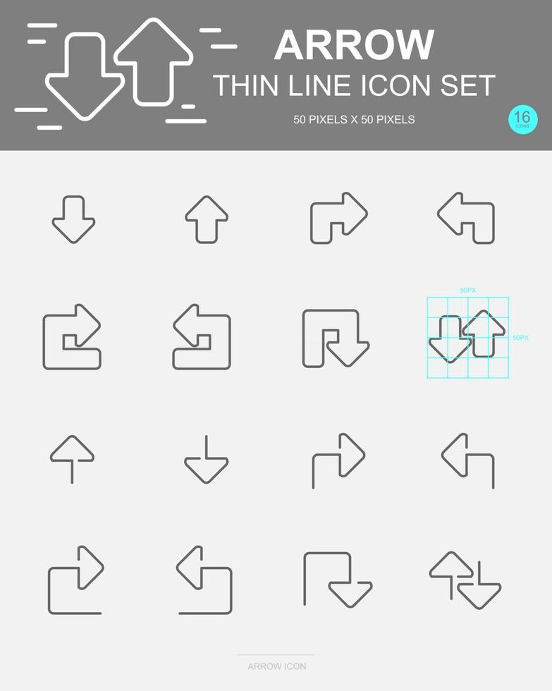 conjunto de iconos de línea de vector de flecha