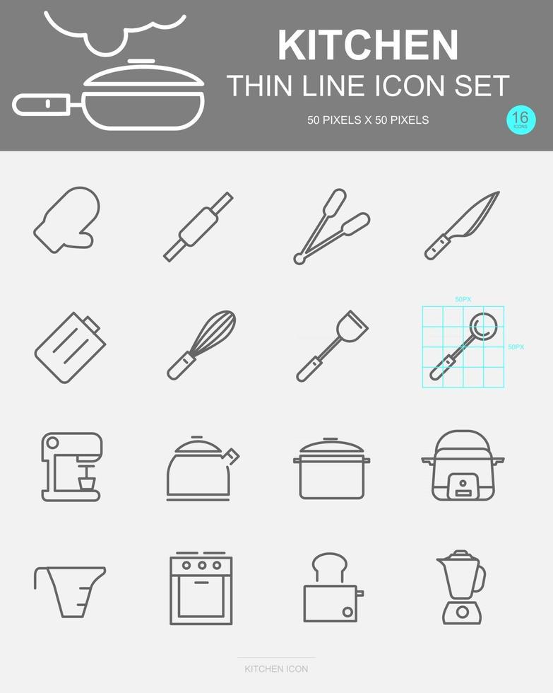 Set of Kitchen Vector Line Icons