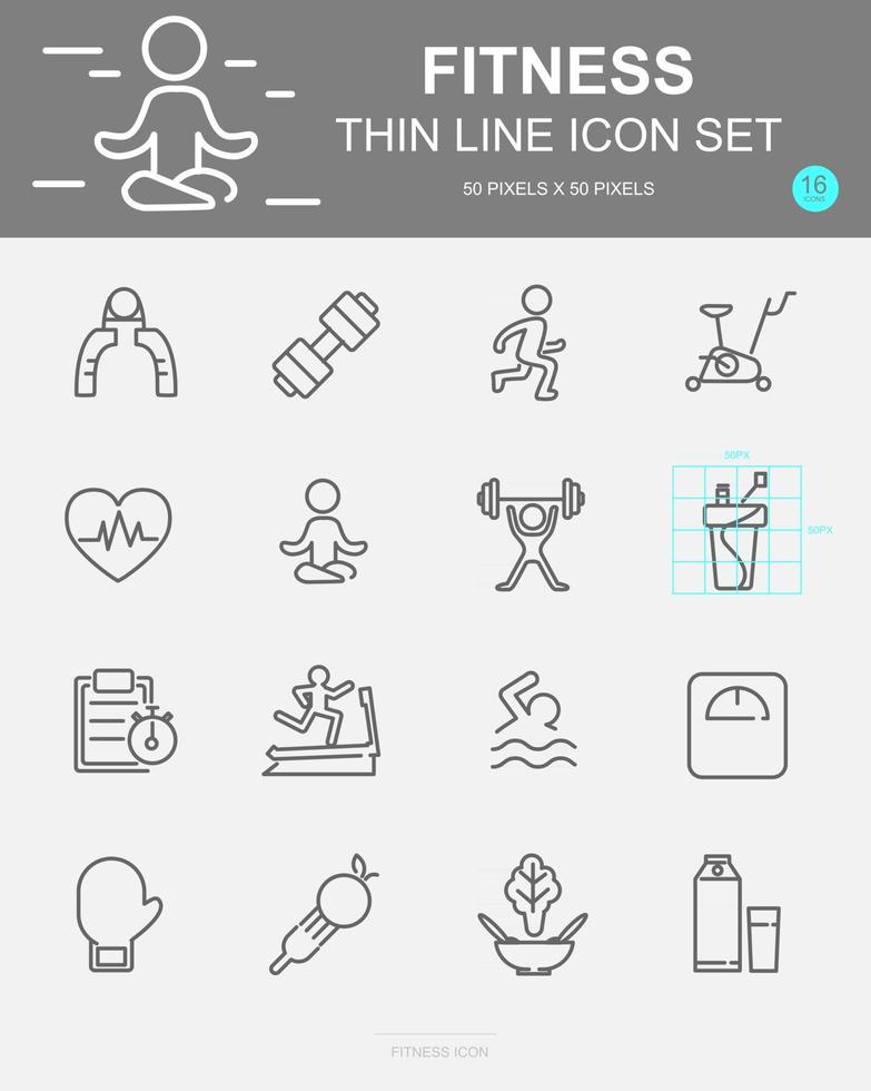 Set of  Fitness Vector Line Icons