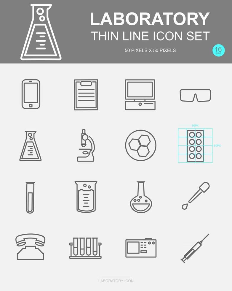 Set of Laboratory Vector Line Icons