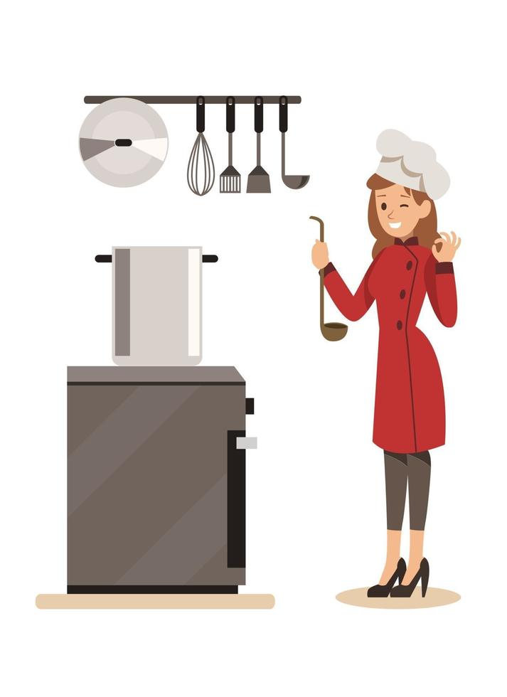 chef cooking in restaurant character design vector