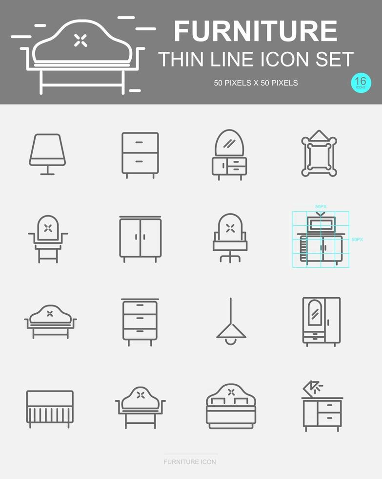 Set of  Furniture Vector Line Icons