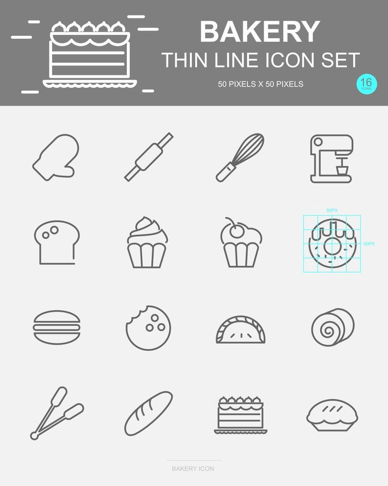 Set of  Bakery Vector Line Icons