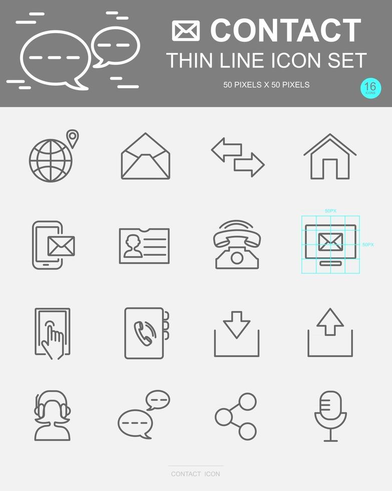 Set of Contact Vector Line Icons