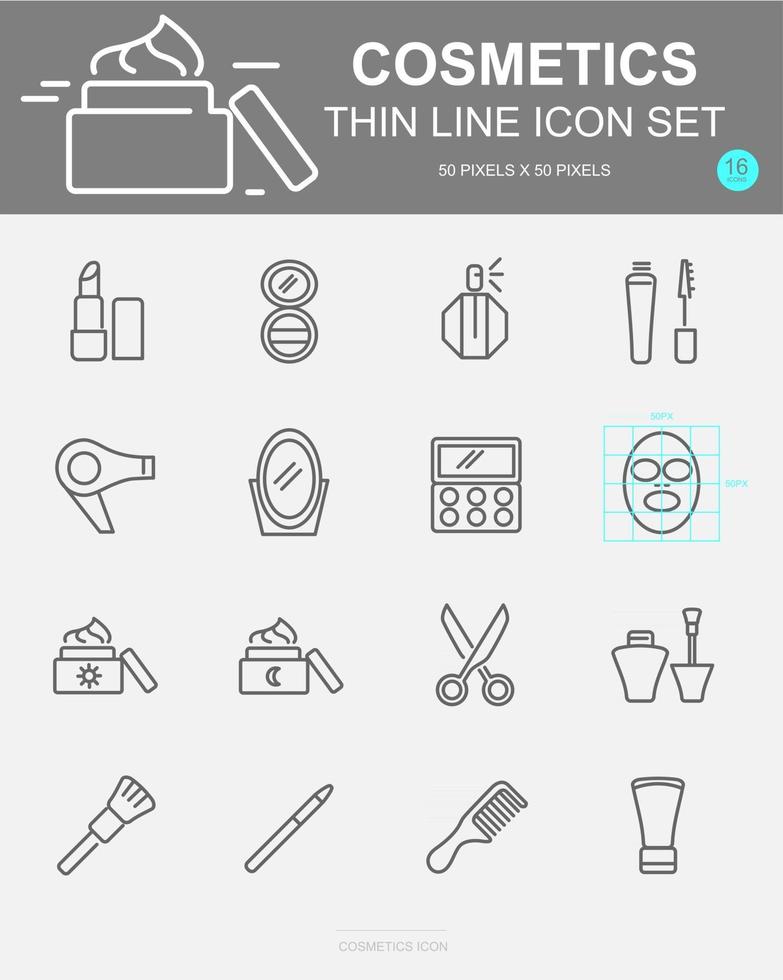 Set of Cosmetics Vector Line Icons