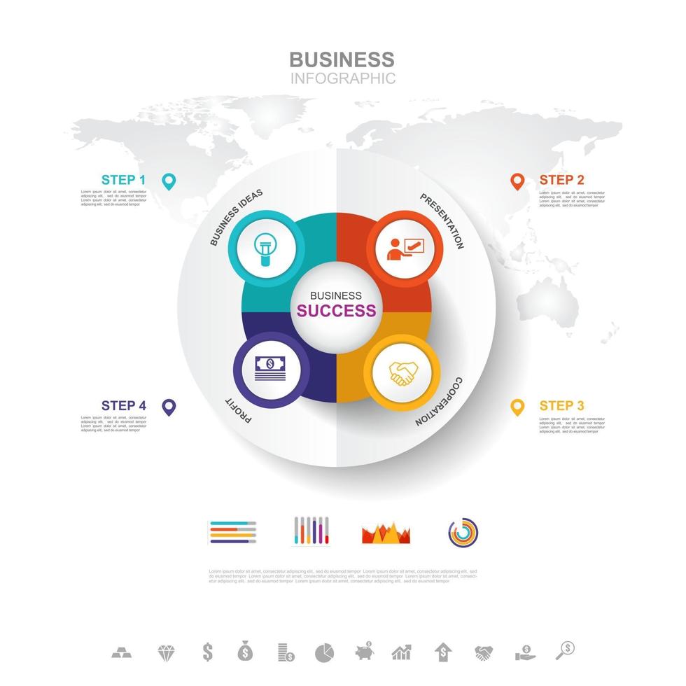 Business infographic Business success concept with graph vector design Elements of this image furnished by NASA