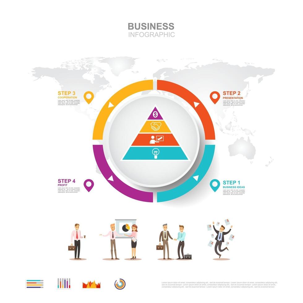Business infographic Business success concept with graph vector design Elements of this image furnished by NASA