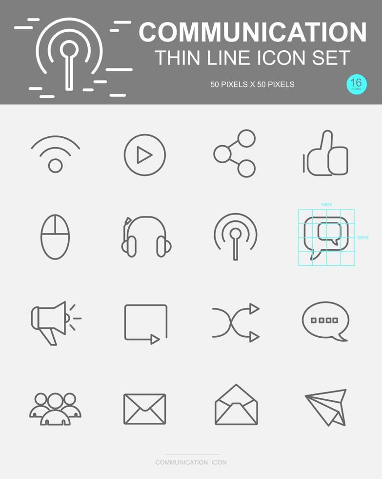 conjunto de iconos de línea de vector de comunicación