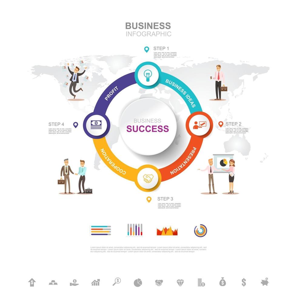 Business infographic Business success concept with graph vector design Elements of this image furnished by NASA