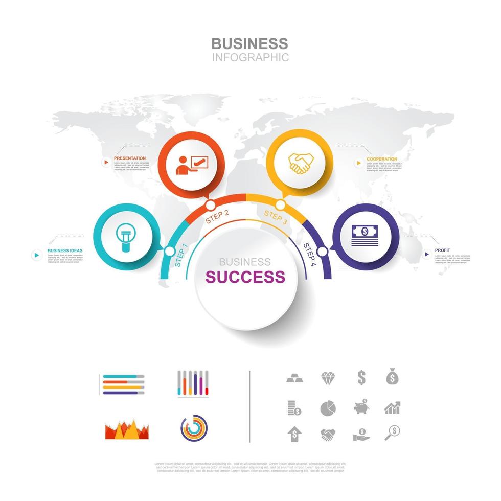 Business infographic Business success concept with graph vector design Elements of this image furnished by NASA