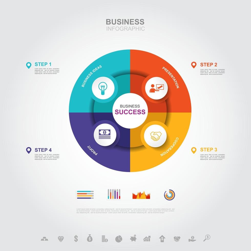 Business infographic Business success concept with graph vector design Elements of this image furnished by NASA