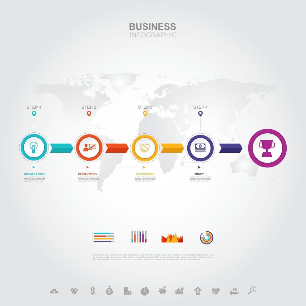 Business infographic Business success concept with graph vector design Elements of this image furnished by NASA