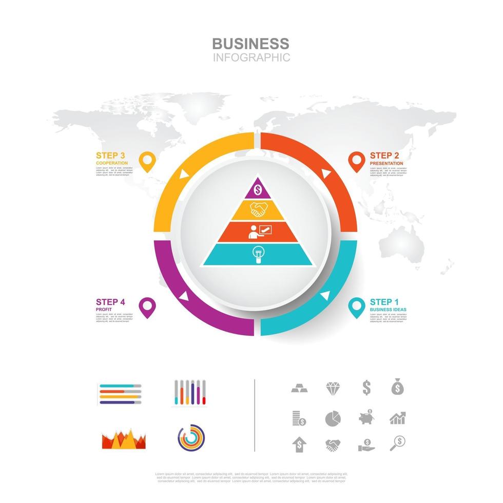 Business infographic Business success concept with graph vector design Elements of this image furnished by NASA