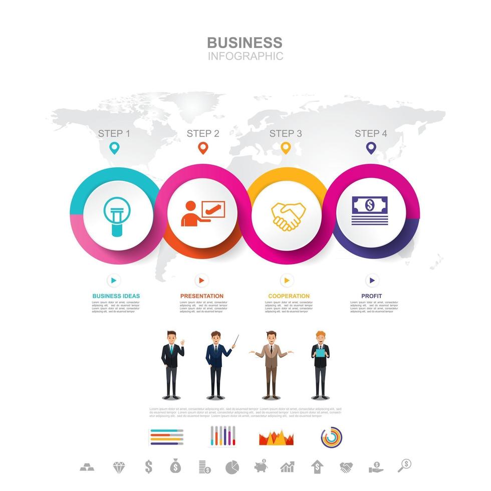 Business infographic Business success concept with graph vector design Elements of this image furnished by NASA