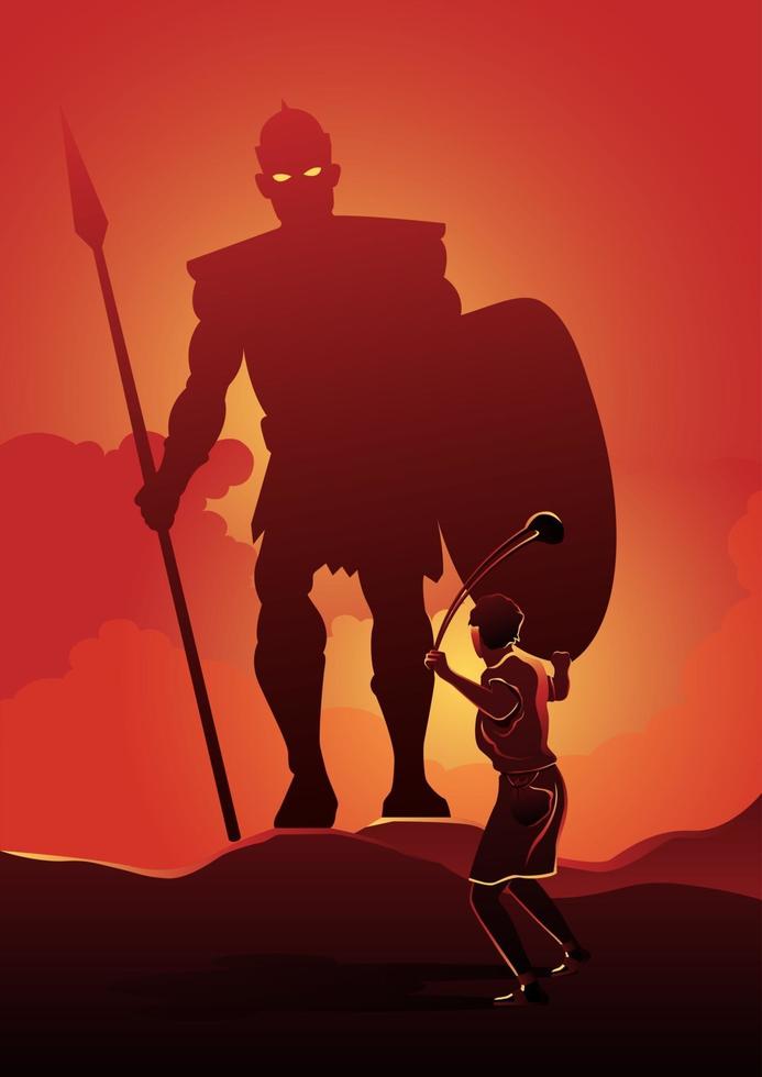 David and Goliath Vector illustration