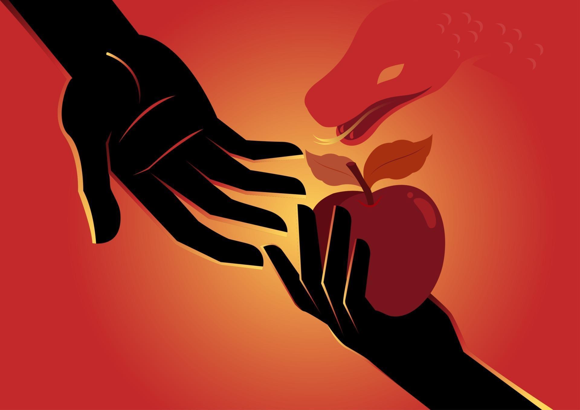 Eve Offering Apple To Adam 2543299 Vector Art At Vecteezy