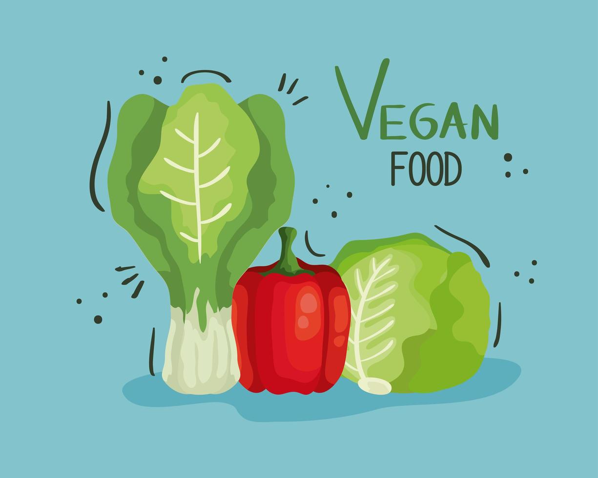 cartel de comida vegana con pimiento y verduras vector