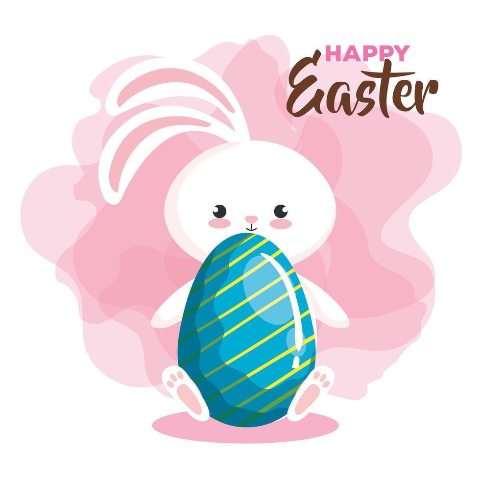 happy easter card with rabbit and egg vector