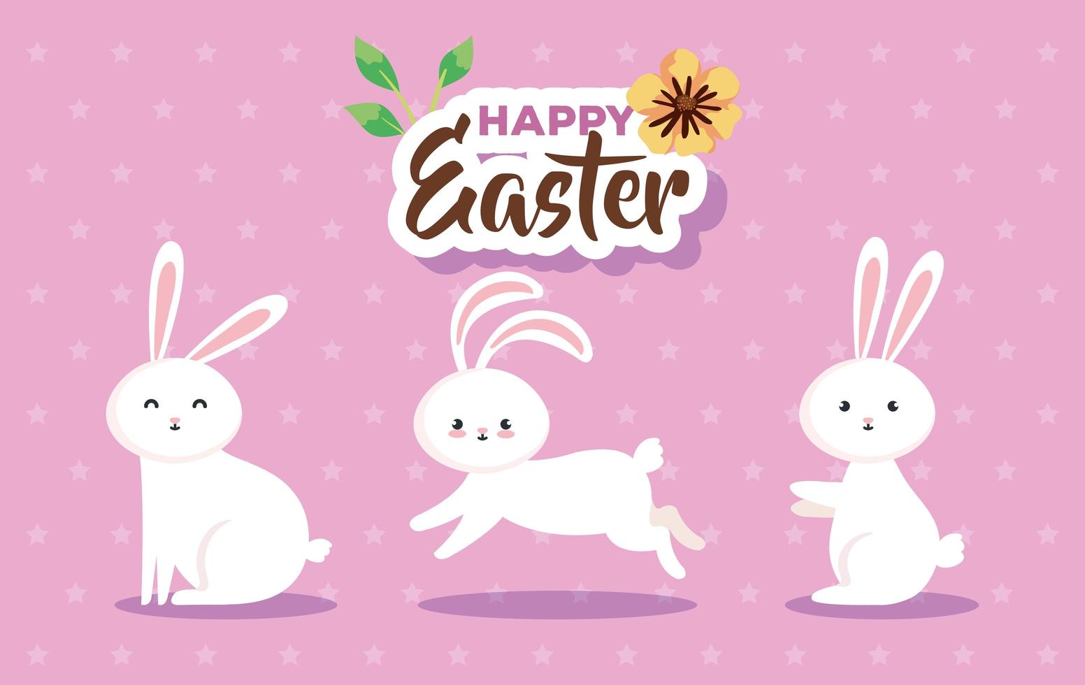 happy easter card with cute rabbits vector