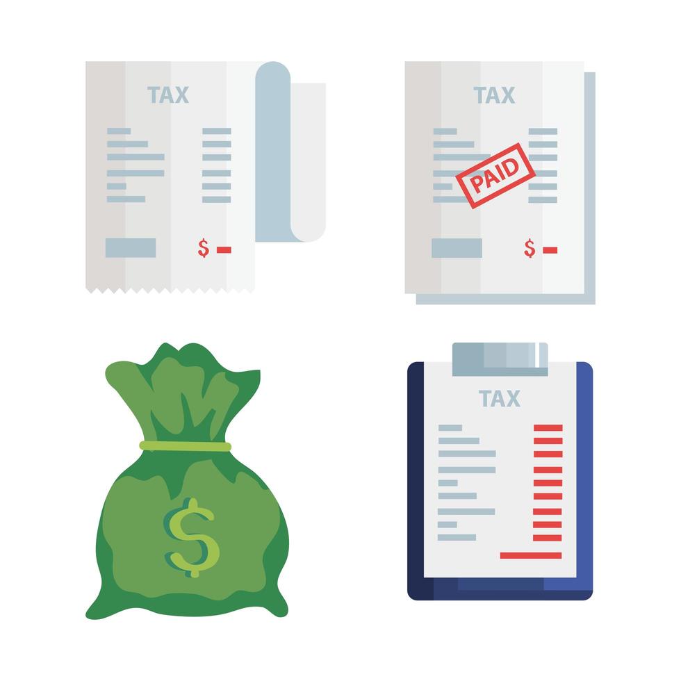 bundle of tax day icons vector