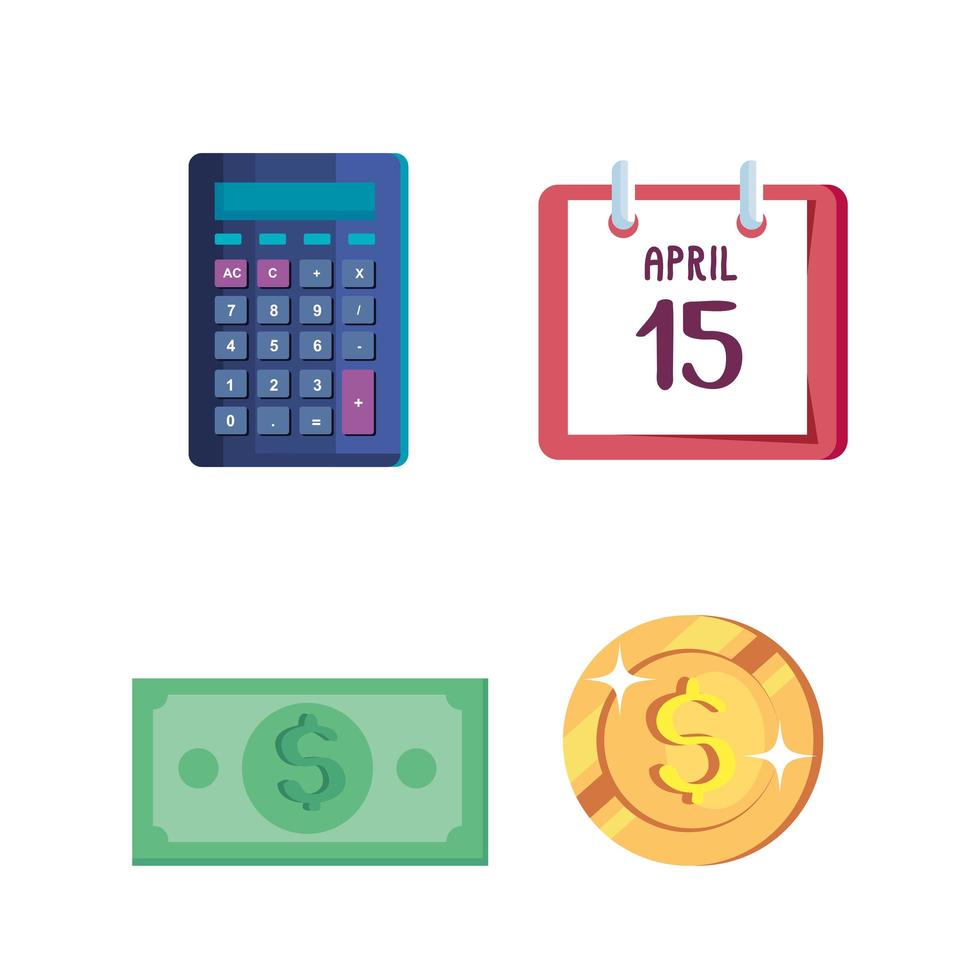 bundle of tax day icons vector