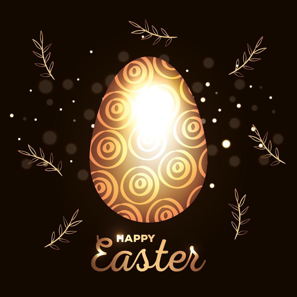 happy easter card with golden egg decoration vector