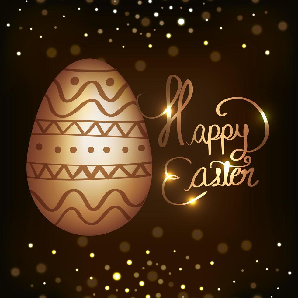 happy easter card with golden egg decoration vector