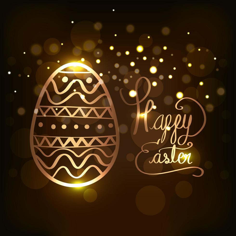 happy easter card with golden egg decoration vector