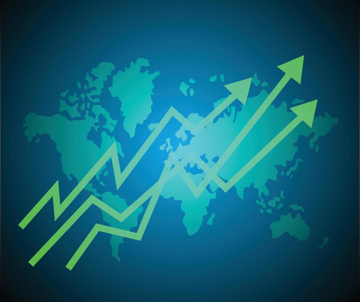 flechas verdes hacia arriba y crecimiento de la inclinación financiera vector