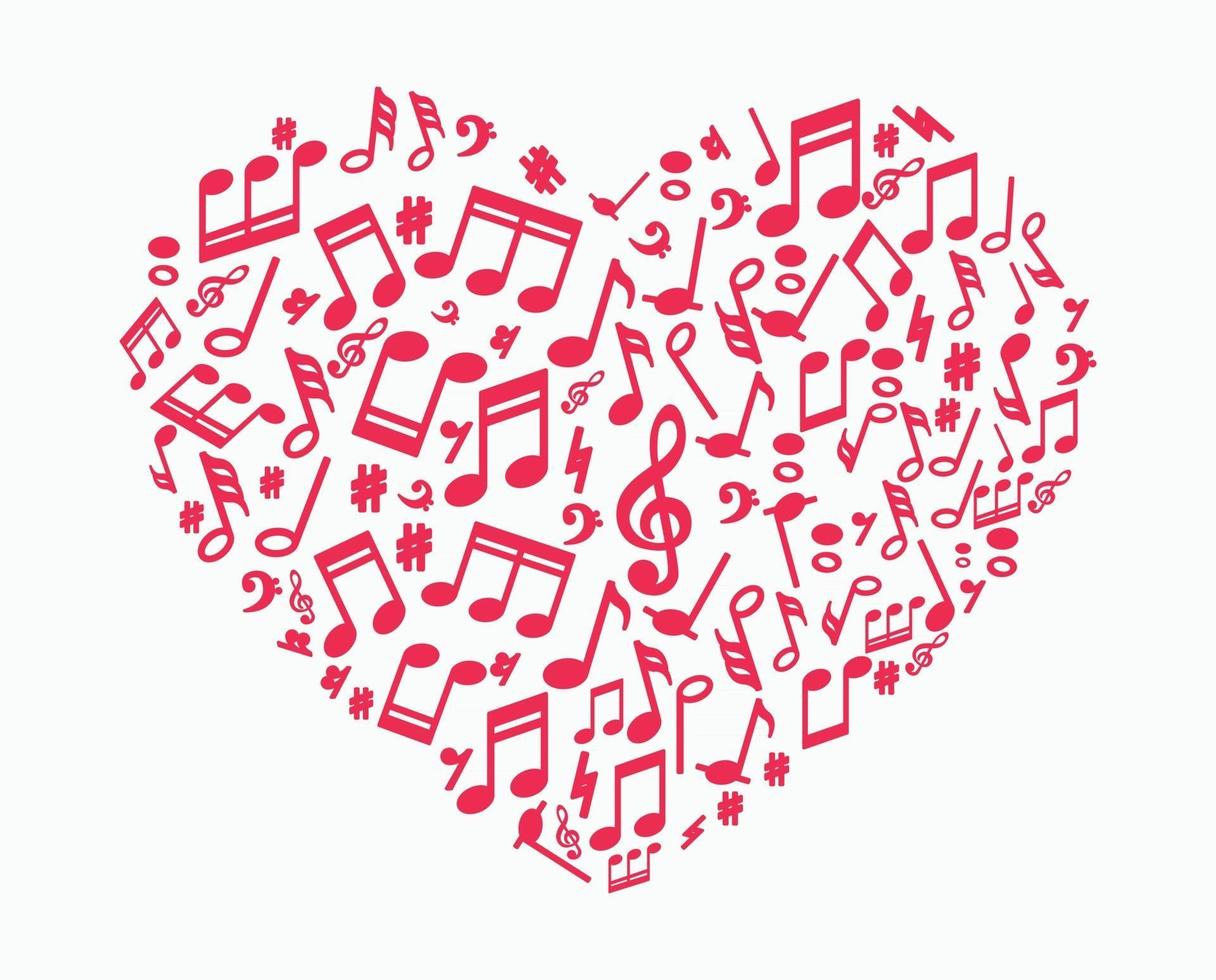 Heart Background Made of Musical Notes vector