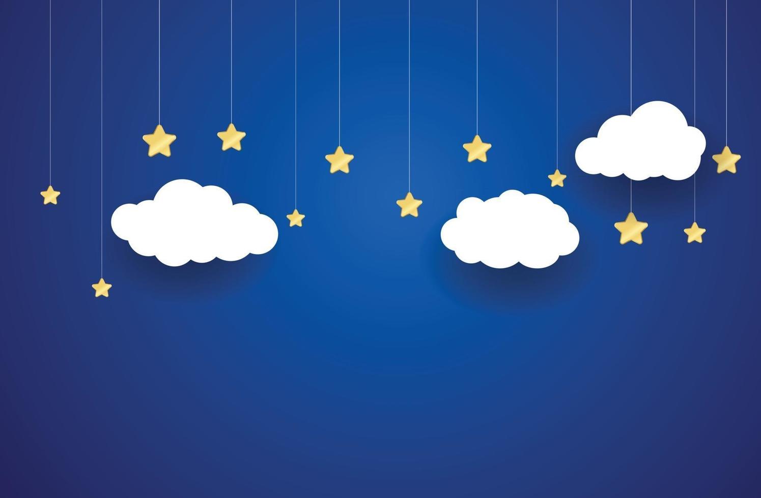 estilo de arte de papel de estrellas y nubes vector