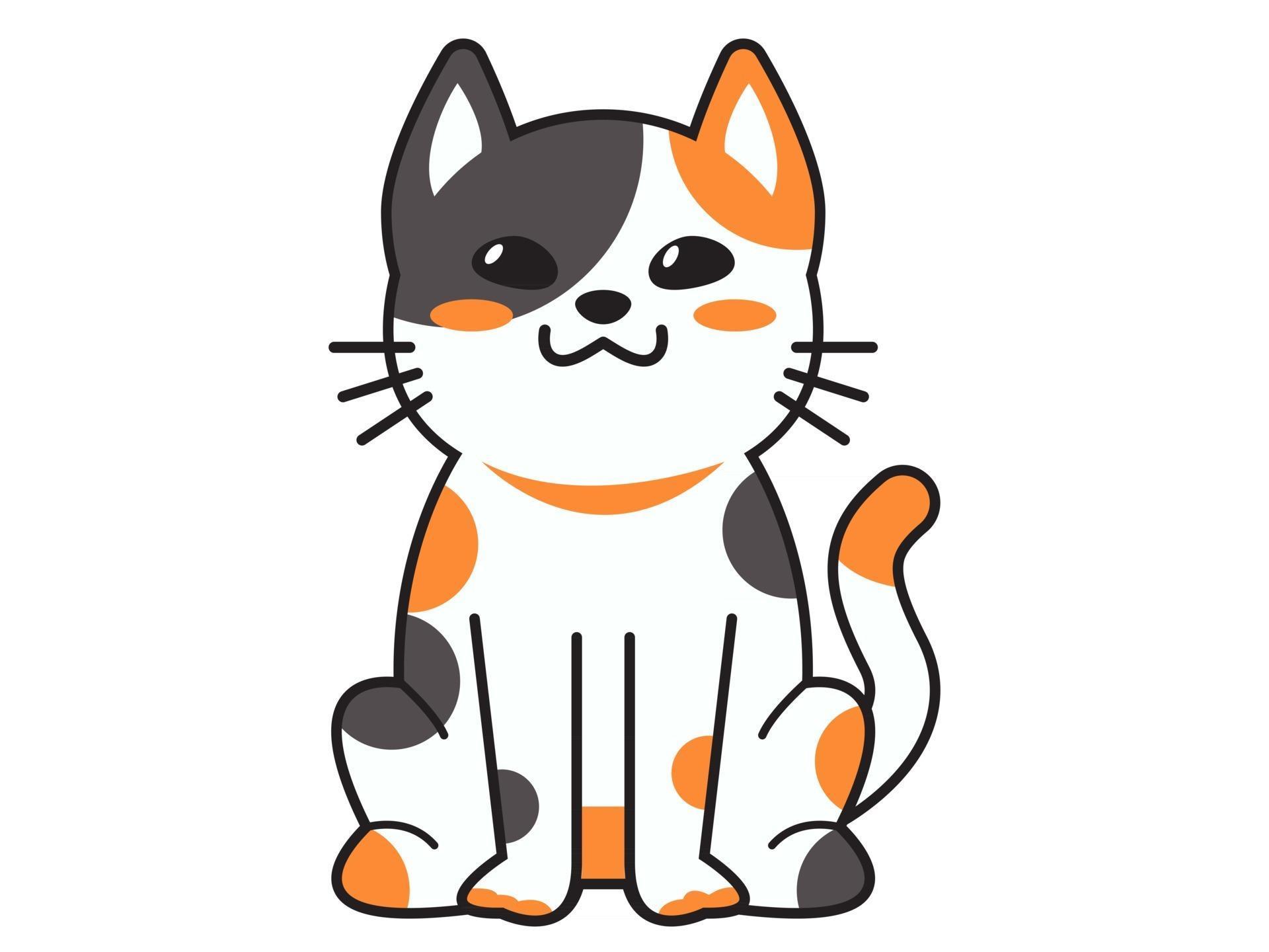 cute cat or kitten Animal meow cartoon fluffy pets exact vector
