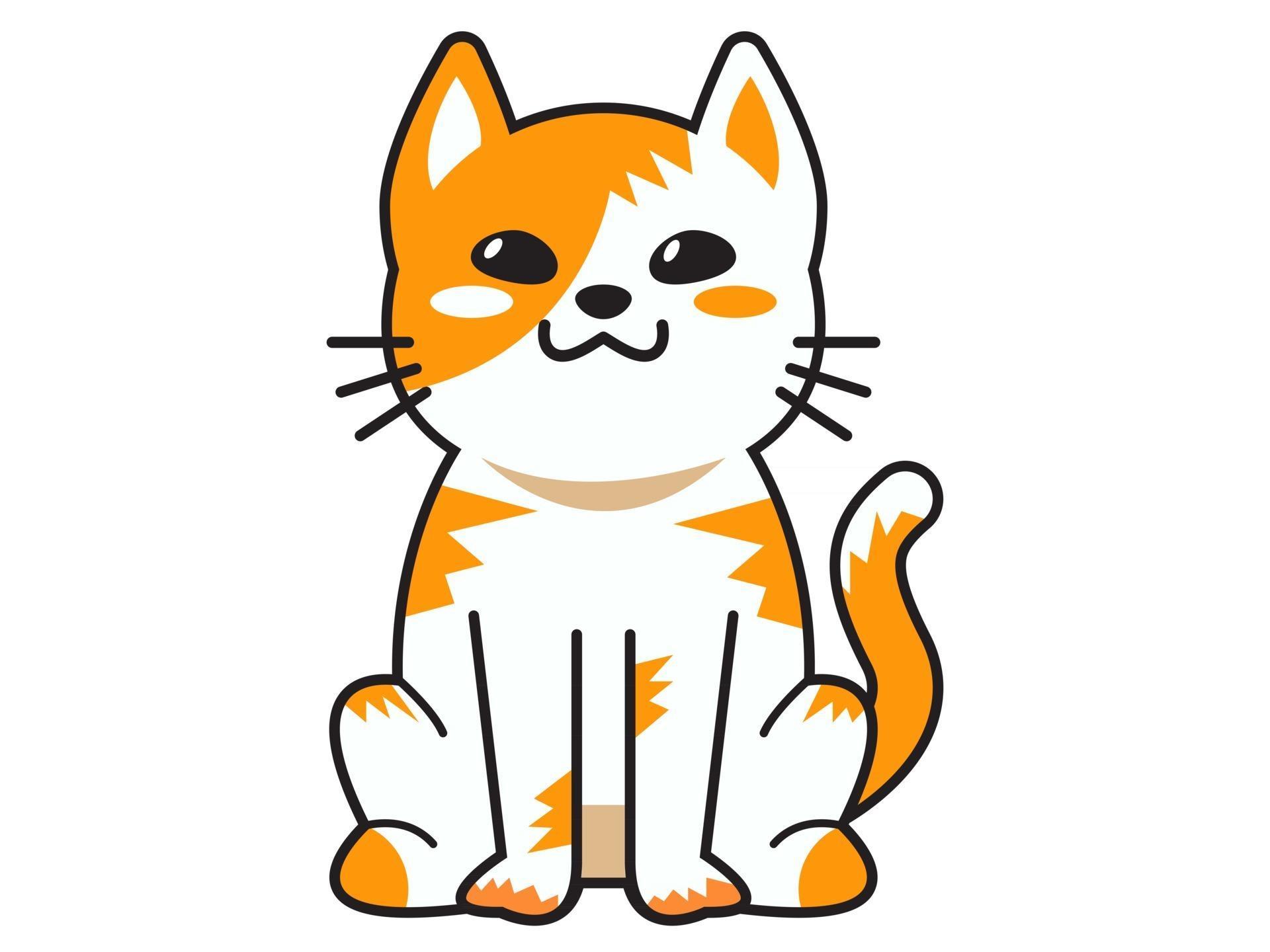 cute cat or kitten Animal meow cartoon fluffy pets exact vector ... 