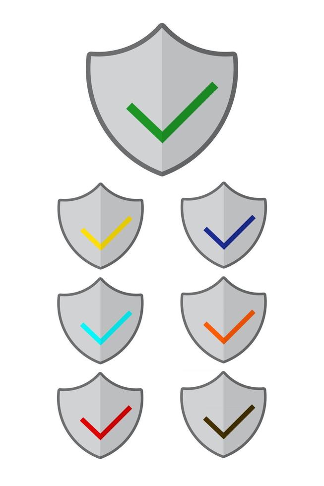 Set of Shield with check mark icon in flat style isolated on white background For your logo design vector