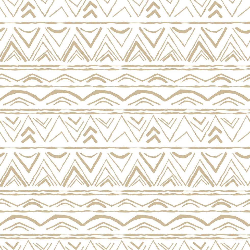 Beige detailed horizontal Seamless repeat pattern with random twisted part of triangles or broken line shapes on white background vector