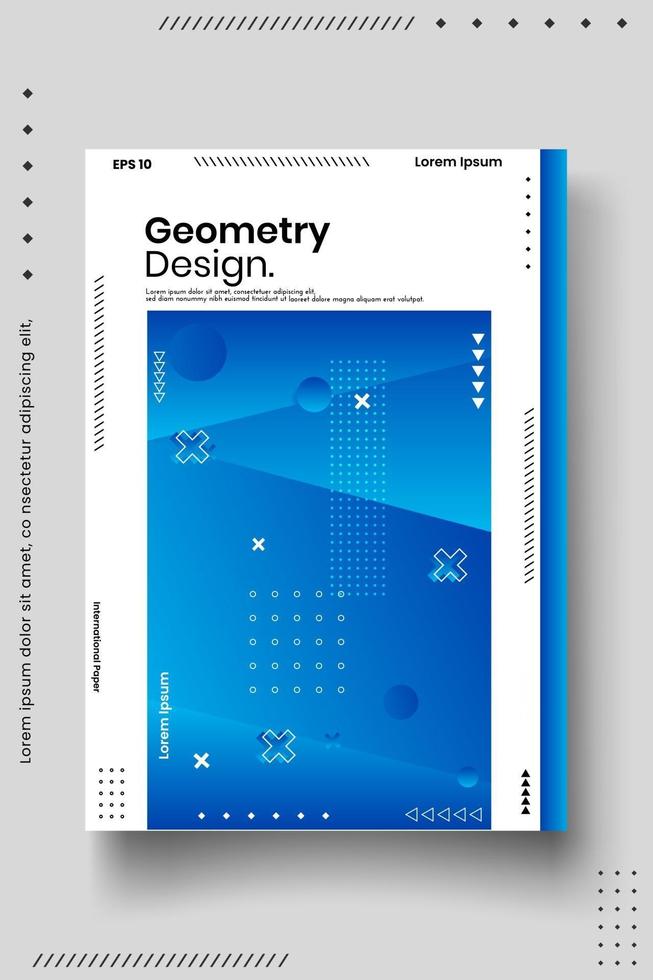 Plantilla de diseño de portada con líneas abstractas estilo moderno degradado de color diferente en el fondo vector